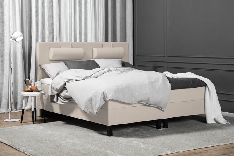 Lucky Komplett Sängpaket 160x200 Skum Slät Sänggavel - Nackkudde Stor Beige - Products - Möbler - Säng - Kontinentalsäng