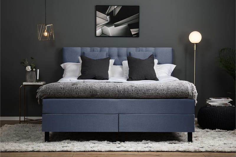 Lucky Komplett Sängpaket 160x200 Polyeter Diamant - Nackkudde Liten Mörkblå - Products - Möbler - Säng - Kontinentalsäng