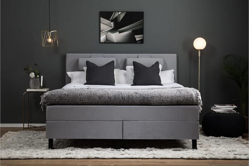 Lucky Komplett Sängpaket 180x200 Latex Slät Sänggavel - Mellangrå - Products - Möbler - Säng - Kontinentalsäng