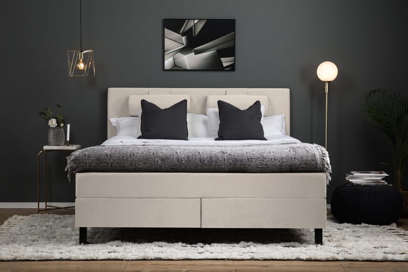 Lucky Komplett Sängpaket 180x200 Memory Slät Sänggavel - Nackkudde Stor Beige - Products - Möbler - Säng - Kontinentalsäng