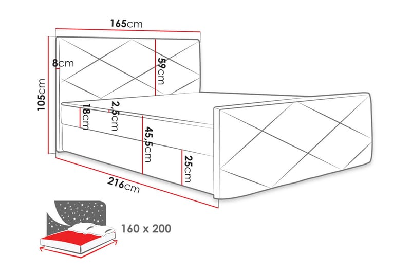 Milano Kontinentalsäng 160x200 cm med Sänggavel - Ljusgrå - Products - Möbler - Säng - Säng med förvaring