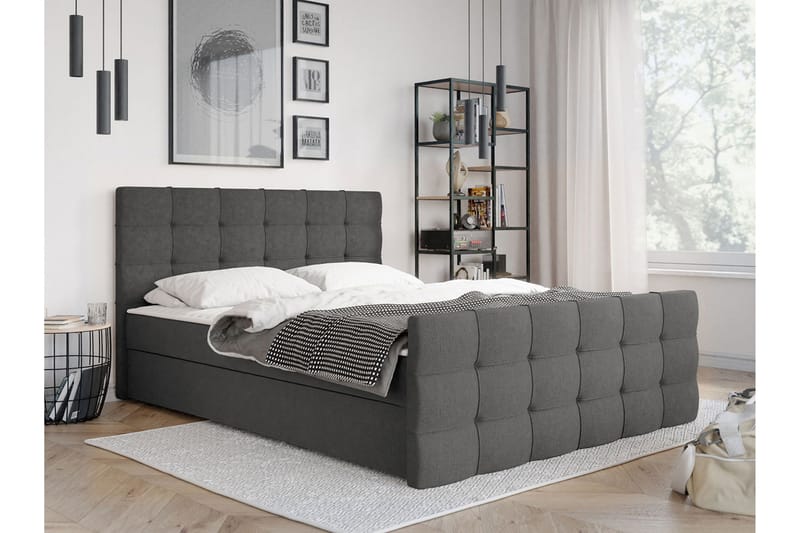 Milano Kontinentalsäng 160x210 cm - Mörkgrå - Products - Möbler - Säng - Säng med förvaring