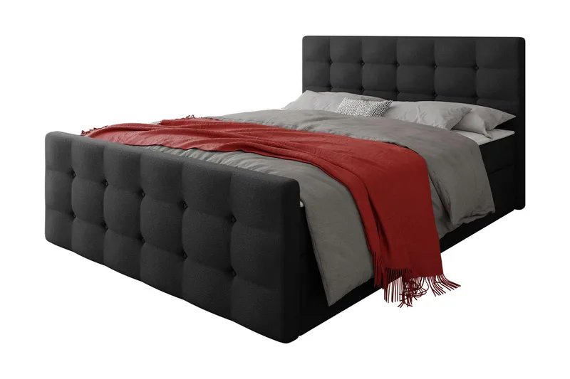 Milano Kontinentalsäng 180x200 cm med Sänggavel - Svart - Products - Möbler - Säng - Säng med förvaring