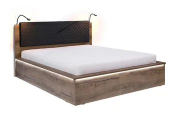 Najera Säng 182x214 cm LED-belysning Ek/Vit LED - Ek/Vit LED - Products - Möbler - Säng - Sängram & sängstomme