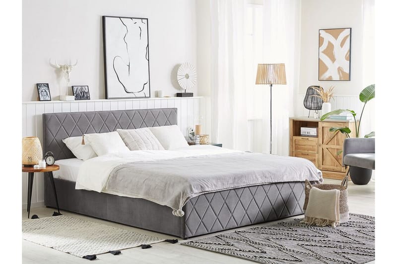 Rochefort Förvaringssäng 180x200 cm - Sammet/Grå - Products - Möbler - Säng - Säng med förvaring