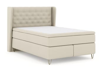 Select No 4 Komplett Sängpaket 160x200 Fast/Medium - Beige/Metall V-form - Products - Möbler - Säng - Kontinentalsäng