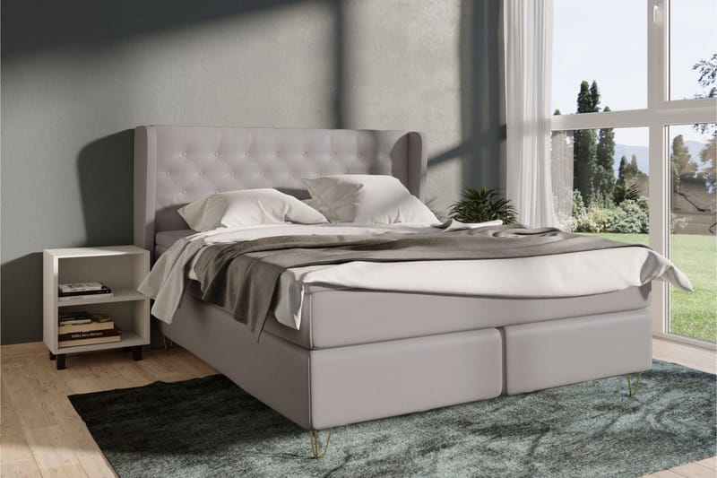 Select No 4 Komplett Sängpaket 160x200 Fast/Medium - Ljusgrå/Metall V-form - Products - Möbler - Säng - Kontinentalsäng