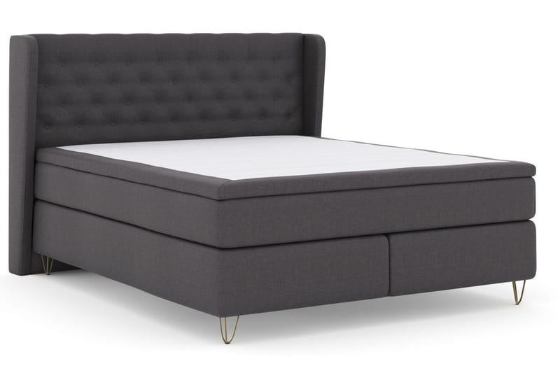Select No 4 Komplett Sängpaket 160x200 Fast/Medium - Mörkgrå/Metall V-form - Products - Möbler - Säng - Kontinentalsäng