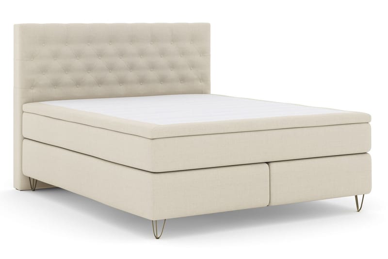 Select No 4 Komplett Sängpaket 180x200 Fast/Medium - Beige/Metall V-form - Products - Möbler - Säng - Kontinentalsäng