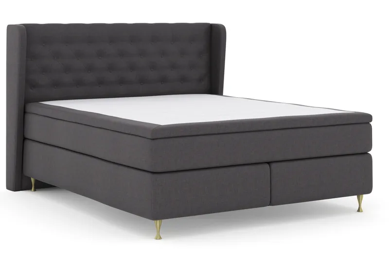 Select No 5 Komplett Sängpaket 210x210 Fast Watergel - Mörkgrå/Guld - Products - Möbler - Säng - Kontinentalsäng