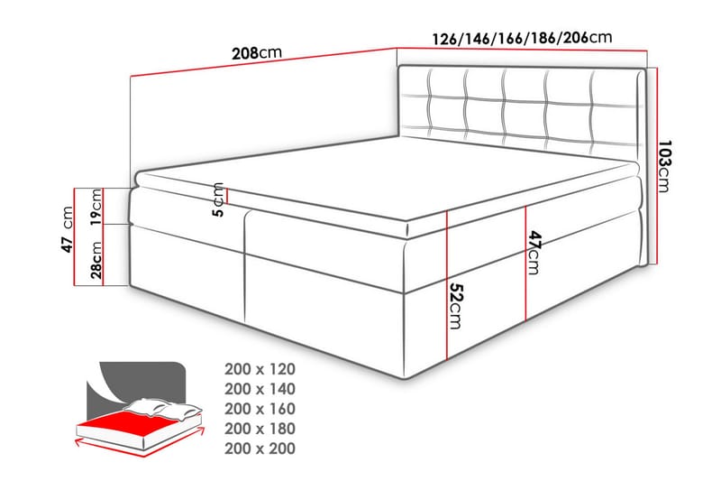 Skaftå Kontinentalsäng 140x200 - Svart/Vit - Products - Möbler - Säng - Säng med förvaring
