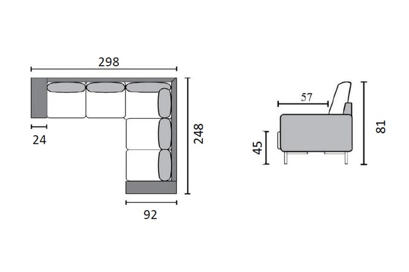 Akron Hörnsoffa Bondedläder - Mörkgrå - Products - Möbler - Soffa - Skinnsoffa