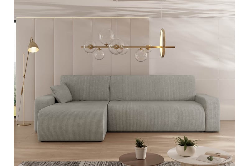 Barile Bäddsoffa med Divan 3-sits i Plysch - Grå - Products - Möbler - Soffa - Bäddsoffa - Bäddsoffa divan