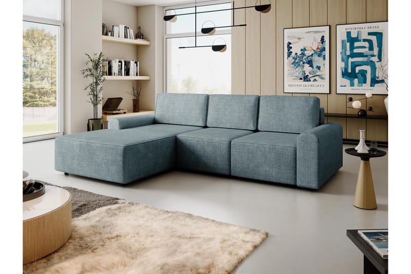 Bella Bäddsoffa med Divan 3-sits i Plysch - Grå - Products - Möbler - Soffa - Bäddsoffa - Bäddsoffa divan