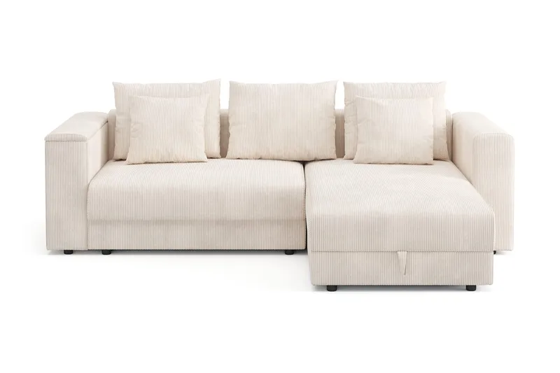 Bergen Extra djup 3-sits Bäddsoffa med Divan och Bäddmadrass i Polyesterskum och Tvättbar klädsel, Beige