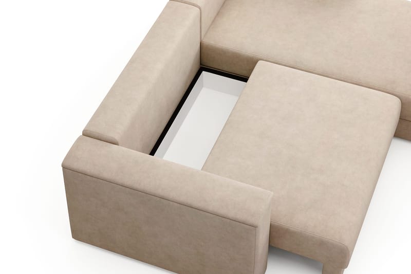 Bergen Extra Djup Framåtbäddad 3-sits Bäddsoffa med vändbar divan och förvaring - Beige - Products - Möbler - Soffa - Bäddsoffa - Bäddsoffa divan