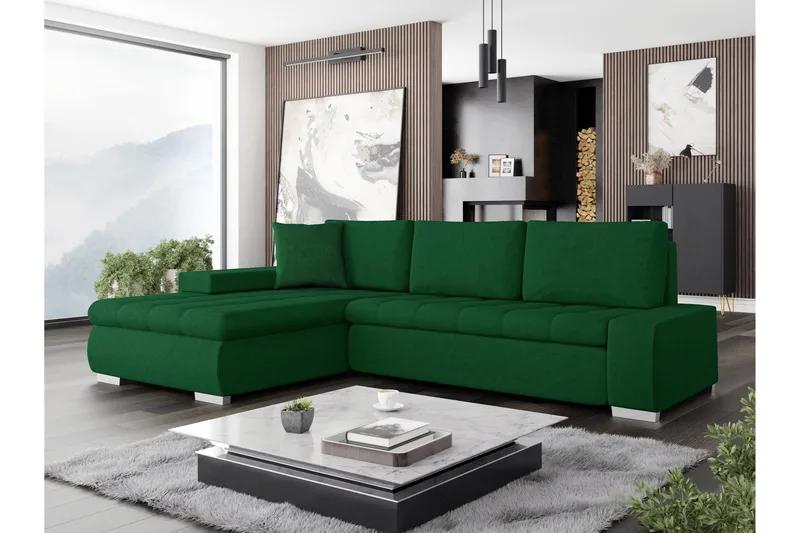 Cerys Bäddsoffa m. Divan 3-sits, Grön