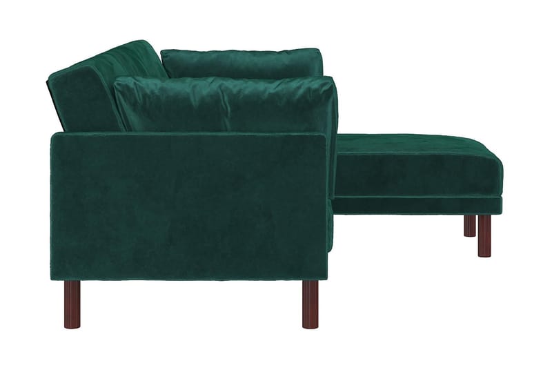 Clair 3-sits Bäddsoffa med Schäslong Ställbar Sammet/Grön/Tr - Dorel Home - Products - Möbler - Soffa - Bäddsoffa - Bäddsoffa längsbäddad
