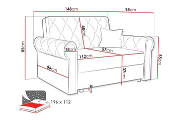 Denegal 2-sits liten bäddsoffa i Plysch - Grön - Products - Möbler - Soffa - Bäddsoffa - 2 sits bäddsoffa