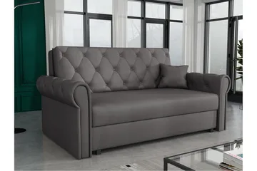 Denegal 2-sits liten bäddsoffa i Plysch - Grå - Products - Möbler - Soffa - Bäddsoffa - 2 sits bäddsoffa