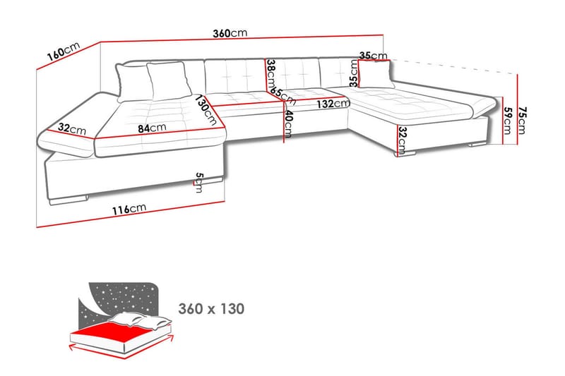 Dewitt Bäddsoffa m. Divan och Schäslong - Products - Möbler - Soffa - Bäddsoffa - Bäddsoffa divan