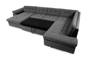 Dynir Stor Hörnbäddsoffa Divan med Förvaring Höger 350 cm - Svart / Grå - Products - Möbler - Soffa - Bäddsoffa - Bäddsoffa längsbäddad