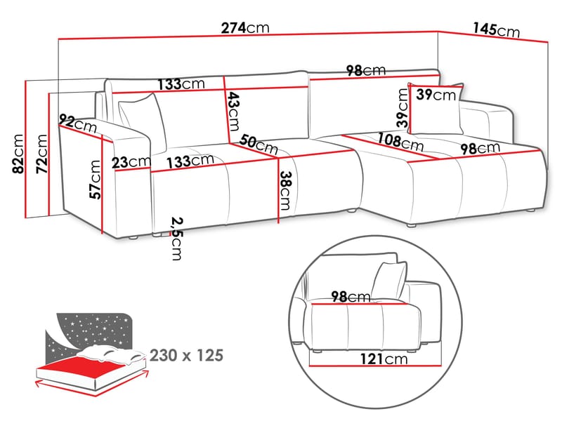 Flo Bäddsoffa med Divan 3-sits - Vit - Products - Möbler - Soffa - Bäddsoffa - Bäddsoffa divan