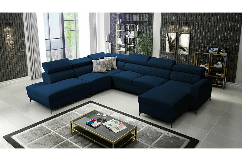 Galbally 5-sits Hörnbäddsoffa Dark blue - Products - Möbler - Soffa - Bäddsoffa - Hörnbäddsoffa