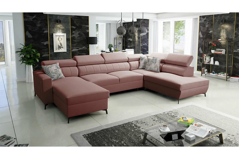 Galbally 5-sits Hörnbäddsoffa Light pink - Products - Möbler - Soffa - Bäddsoffa - Hörnbäddsoffa