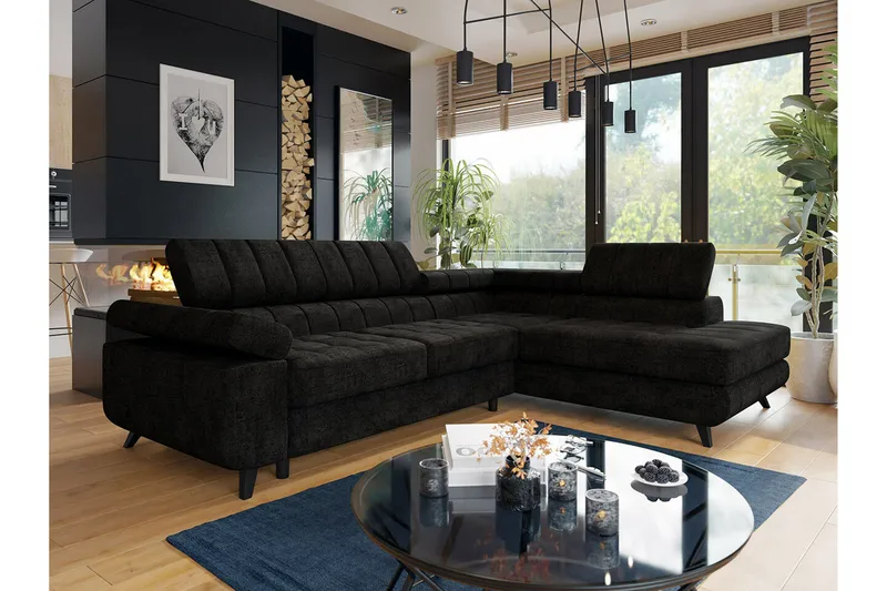 Kintore 3-sits Hörnbäddsoffa Black - Products - Möbler - Soffa - Bäddsoffa - Hörnbäddsoffa