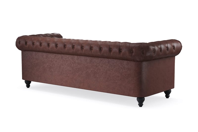 Chesterfield Lyx 3-sits Djup soffa konstläder - Mörkbrun PU - Products - Möbler - Soffa - Chesterfield soffa