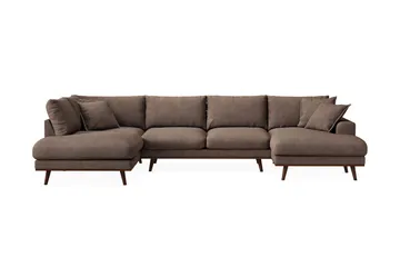 Copenhagen Premium 5-sits Vänstervänd U-formad Djup Soffa med Divan och Schäslong i Tyg, Mörkbrun