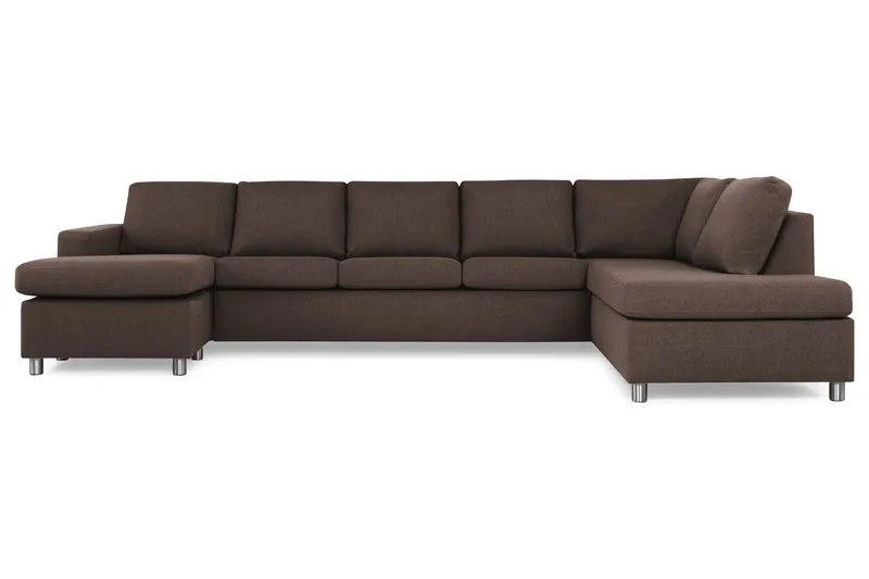 Crazy 5-sits Högervänd U-formad X-Large Soffa med Divan och Schäslong i Tyg, Brun