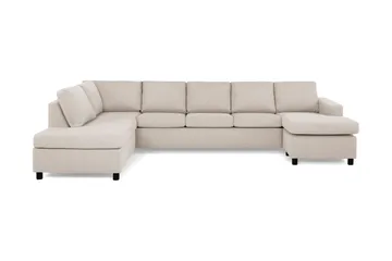 Crazy 5-sits Vänstervänd U-formad X-Large Soffa med Divan och Schäslong i Tyg, Beige