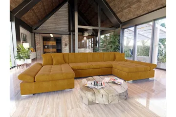 Dewitt Bäddsoffa Dubbelschäslong 4-sits i Sammet - Gul - Products - Möbler - Soffa - Sammetssoffa