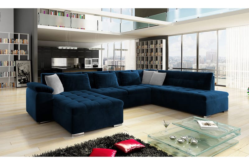 Dynir Soffa med Divan och Schäslong 4-sits - Blå - Products - Möbler - Soffa - Divansoffa & schäslongsoffa - 4 sits soffa med divan