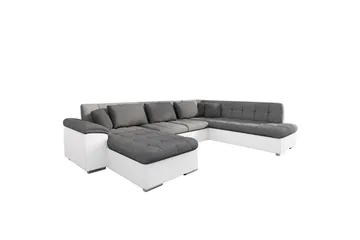 Dynir Soffa med Divan och Schäslong 4-sits, Vit/Grå