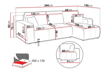 Flo Bäddsoffa med Divan 3-sits - Orange - Products - Möbler - Soffa - Divansoffa & schäslongsoffa - 3 sits soffa med divan