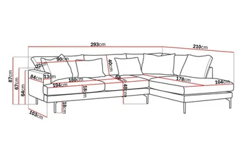 Menard 4-sits Högervänd L-formad Djup Schäslongsoffa i Manchester - Grå - Products - Möbler - Soffa - Divansoffa & schäslongsoffa - 4 sits soffa med divan