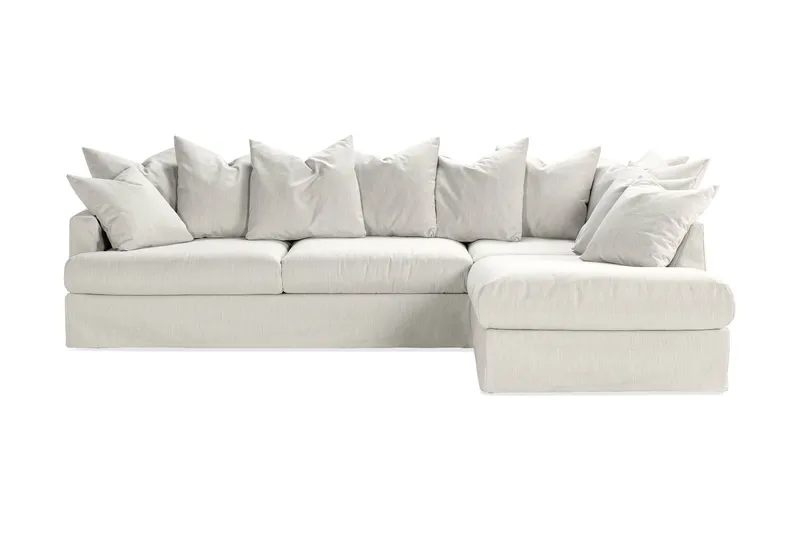 Menard 4-sits Högervänd L-formad Djup Schäslongsoffa i Tyg - Ljusgrå - Products - Möbler - Soffa - Divansoffa & schäslongsoffa - 4 sits soffa med divan