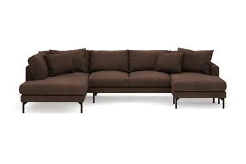 Menard 4-sits Vänstervänd Stor U-formad Djup Large Soffa med Divan och Schäslong i Manchester, Brun