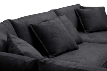 Rossita Lyx 4-sits Extra djup Soffa med Schäslong Vänster - Svart Chenille - Products - Möbler - Soffa - Divansoffa & schäslongsoffa - 4 sits soffa med divan