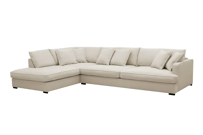 Rossita Lyx 4-sits Vänstervänd L-formad Extra Djup Schäslongsoffa i Tyg - Beige Tyg - Products - Möbler - Soffa - Divansoffa & schäslongsoffa - 4 sits soffa med divan