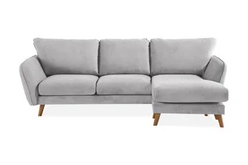 Trend Lyx 3-sits Högervänd L-formad Divansoffa i Tyg, Ljusgrå