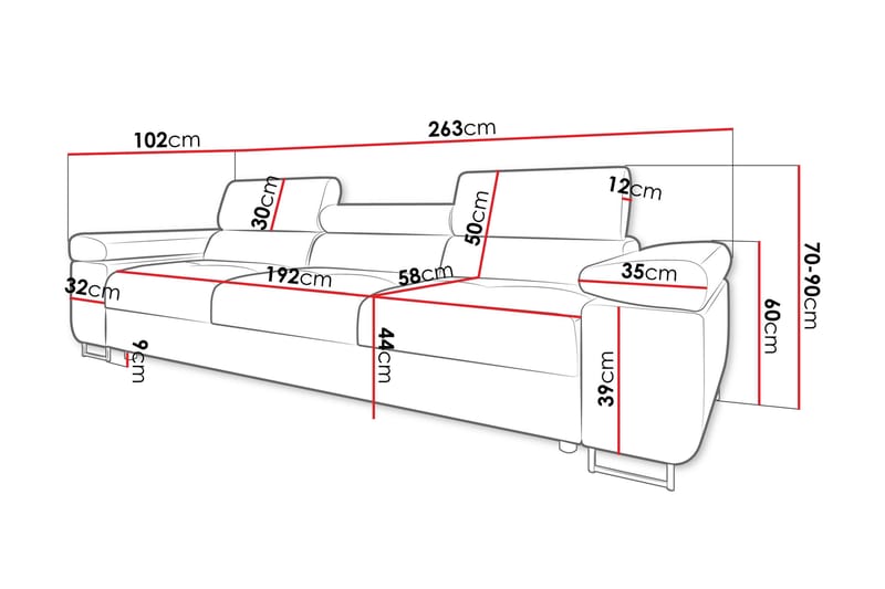 Gabina Soffa 3-sits - Vit - Products - Möbler - Soffa - 3 sits soffa