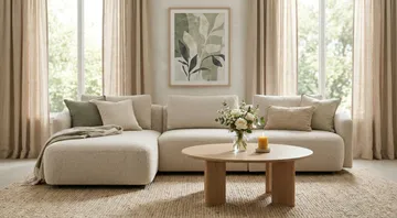 Milano 5-sits Rundad Vänstervänd L-soffa med Låg Rygg i Beige Boucle - Beige - Products - Möbler - Soffa - Divansoffa & schäslongsoffa