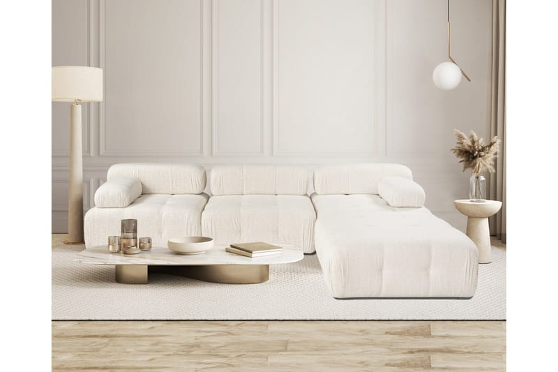 Belgin Bubblig Divansoffa 3-sits 315 cm med utfällbara armstöd och ryggstöd - Ljus / Beige - Products - Möbler - Soffa - Modulsoffa - Komplett modulsoffa