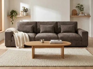 Dubai 3-sits soffa Extra Djup i Chenille - Mörkbrun - Products - Möbler - Soffa - Modulsoffa - Komplett modulsoffa