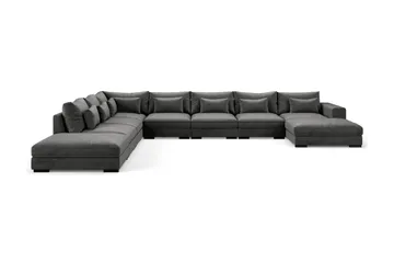 Dubai Stor U-modulsoffa Large med Divan Höger Sammet Extra Djup