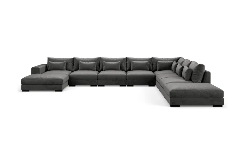 Dubai Stor U-modulsoffa med Divan Vänster Sammet 527 cm Extra Djup - Mörkgrå - Products - Möbler - Soffa - Modulsoffa - Komplett modulsoffa